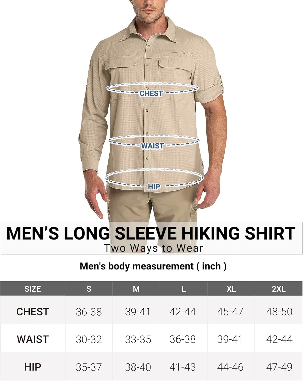 Outdoor Ventures Men's Long Sleeve Shirts UV Protection Outdoor Shirts Breathable Button-Down Shirt Wicking Quick Drying Safari Shirt with Pockets for Hiking Fishing Golfing-5