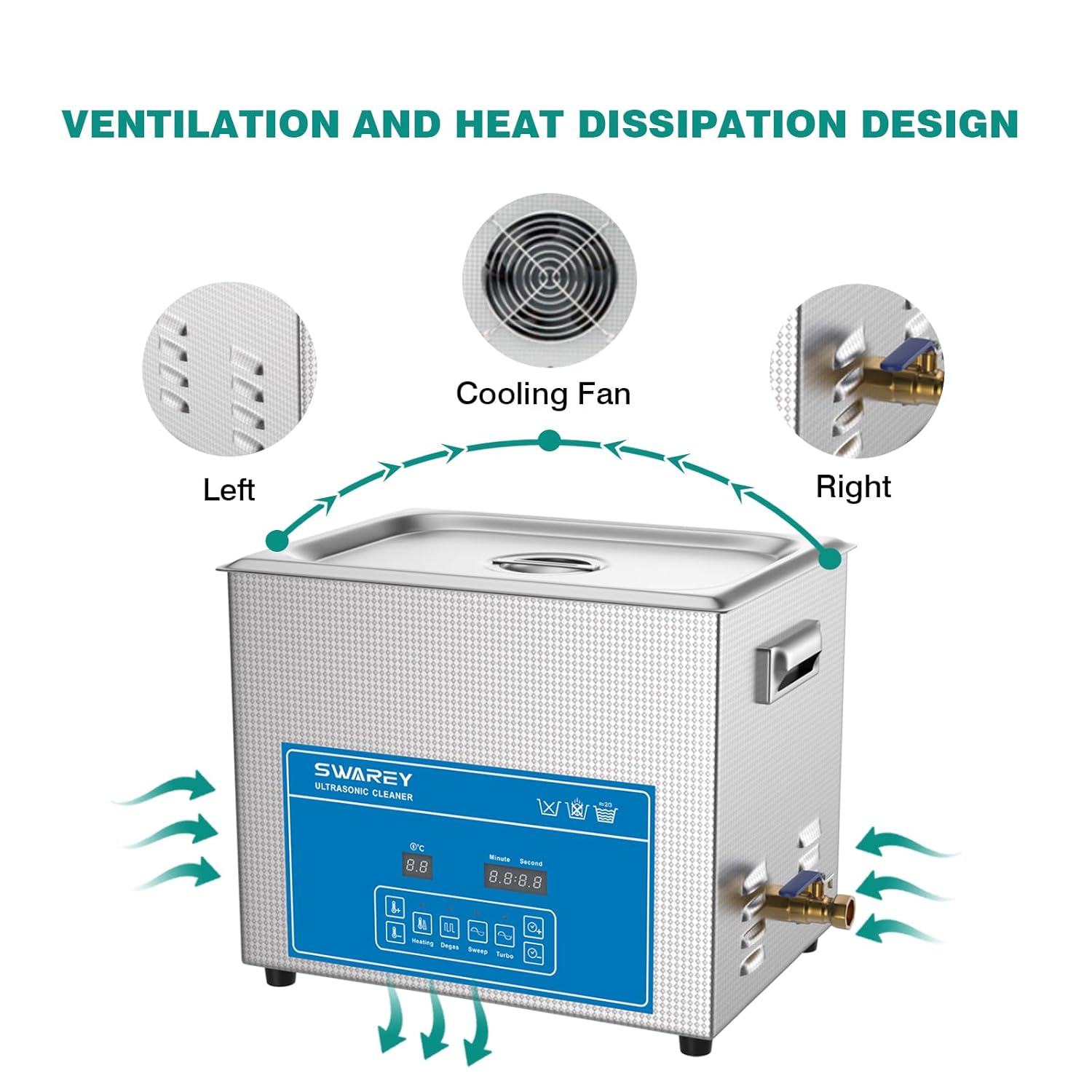 SWAREY 15L Digital Ultrasonic Cleaner 360W Professional Ultrasound Cleaner with Heater and Timer Ultrasonic Parts Cleaner for Cleaning Tools Jewelry Watches Denture Coin Chain Glasses Cleaner Machine-5