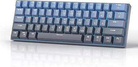 MageGee 60% Mechanical Gaming Keyboard, STAR 61 Compact Blue LED Backlit Wired Keyboard with Hot-Swappable Yellow Switch, Portable Full Keys Anti-ghosting Gaming Keyboard - Gradient Blue