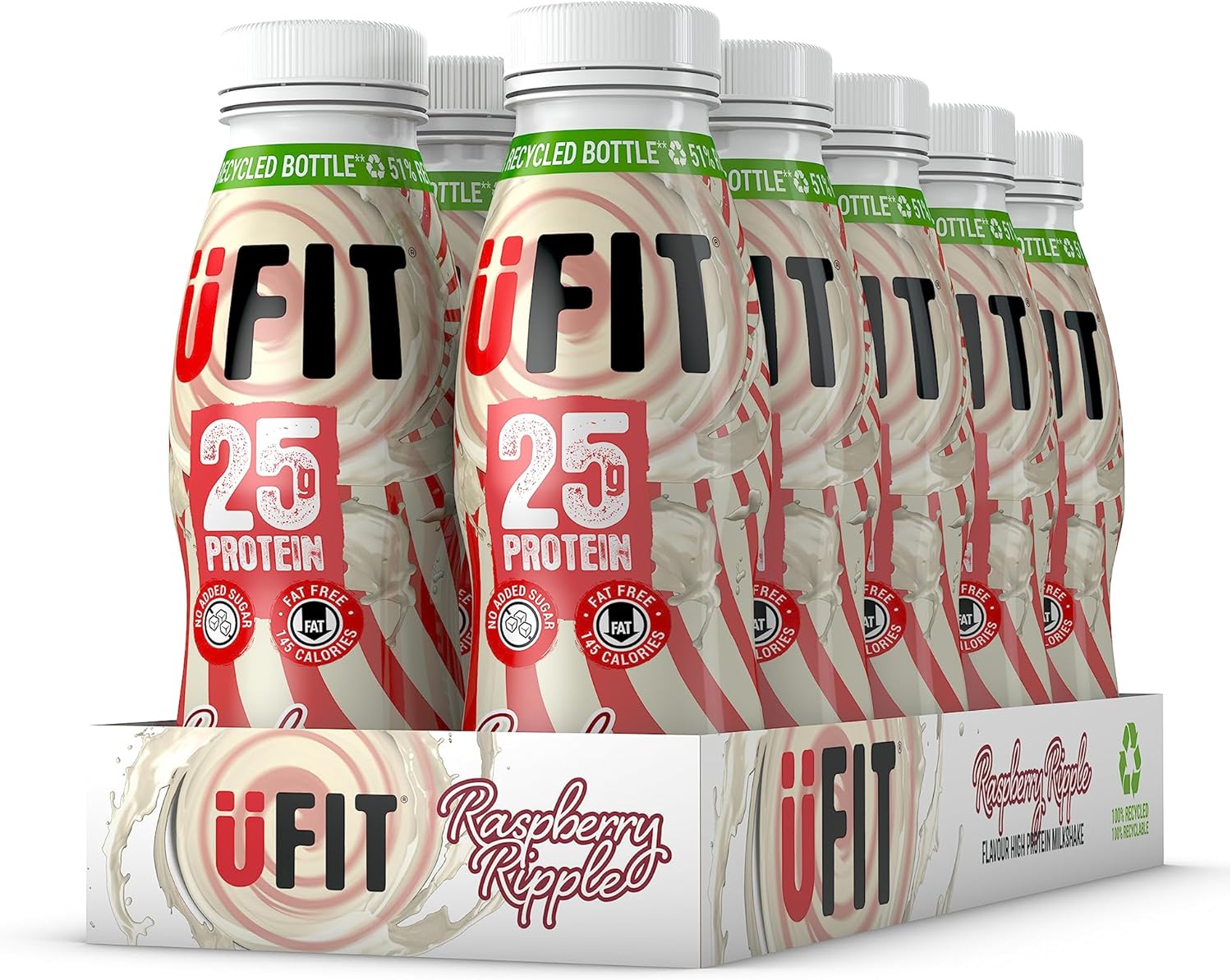 UFIT High Protein Milkshake Raspberry Ripple 10x330ml-0