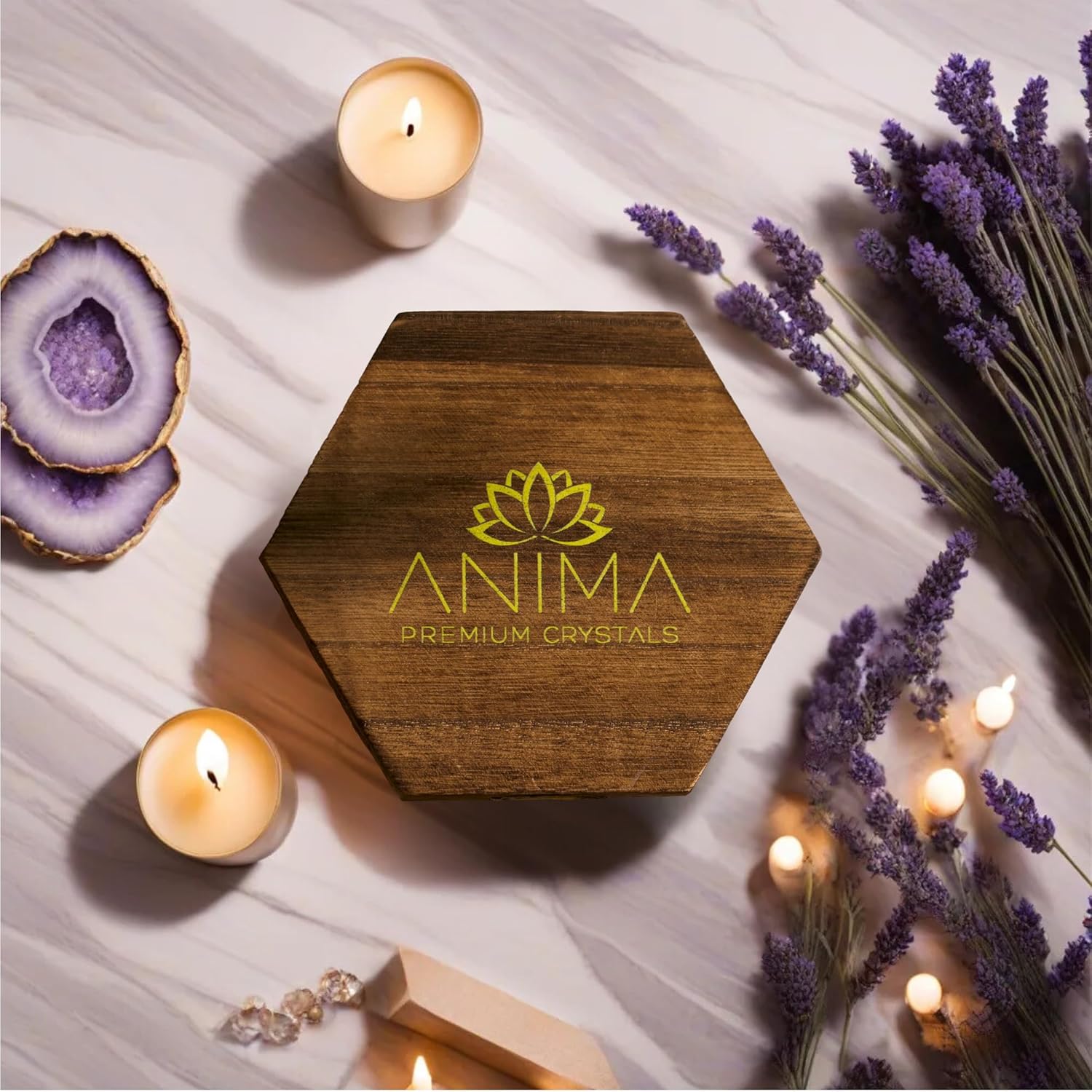 Anima Premium Healing Crystals Gift – Large Raw 7 Chakra Set with Rose Quartz and Amethyst Crystal and Gemstones in Wooden Box – Spiritual Gifts for Women for Meditation, Protection with Guide Booklet-2