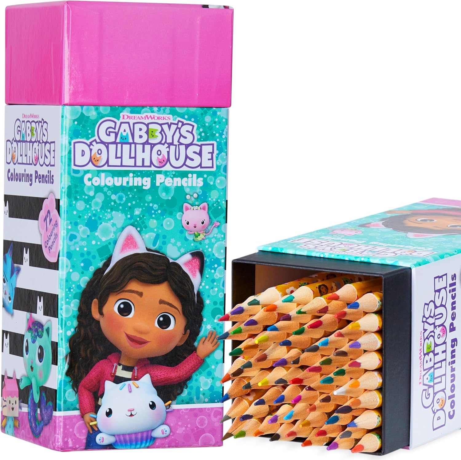 Gabby's Dollhouse Colouring Pencils for Kids - 72 Pencils Colouring Box Assorted Colours Art Supplies - Girls Gifts-0