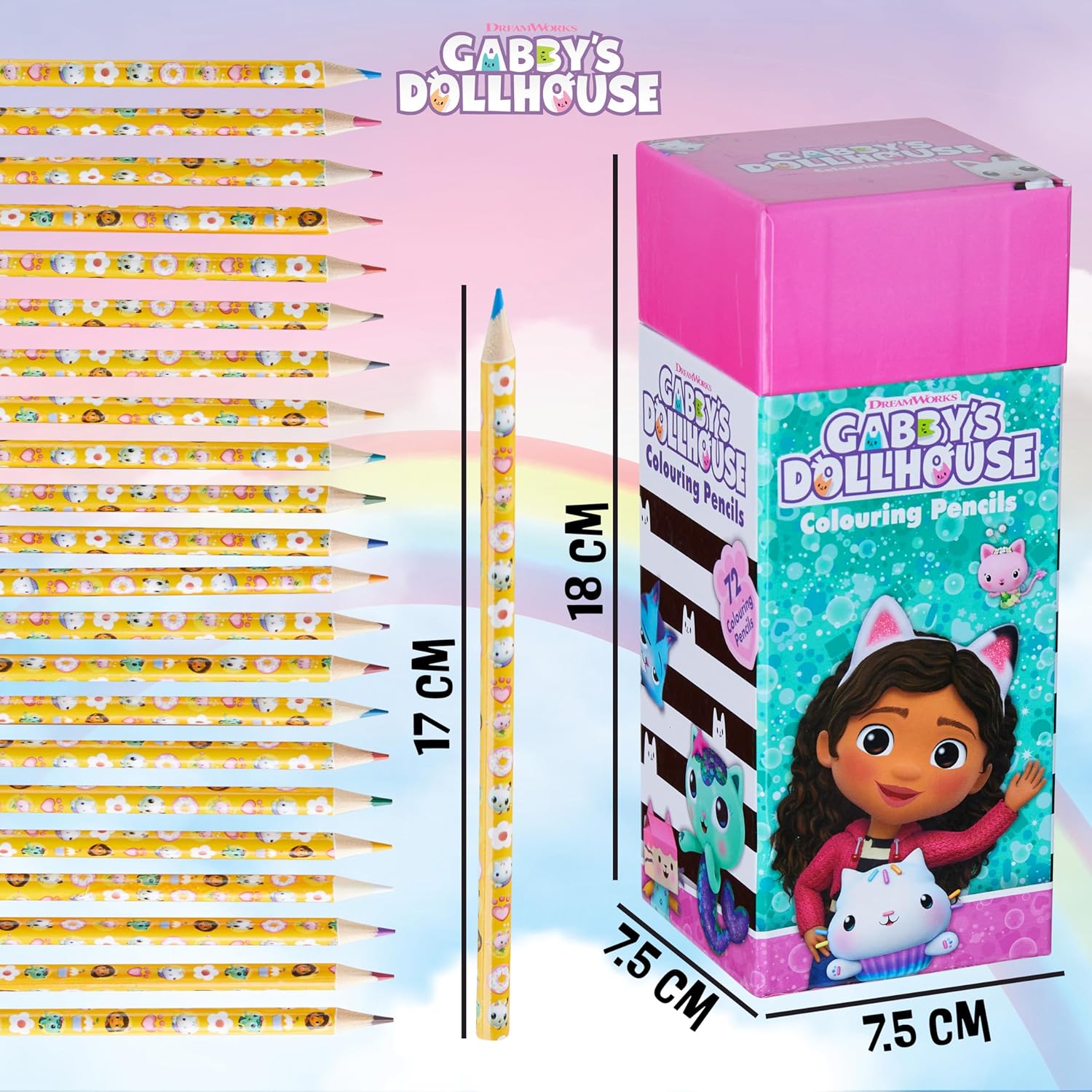 Gabby's Dollhouse Colouring Pencils for Kids - 72 Pencils Colouring Box Assorted Colours Art Supplies - Girls Gifts-4