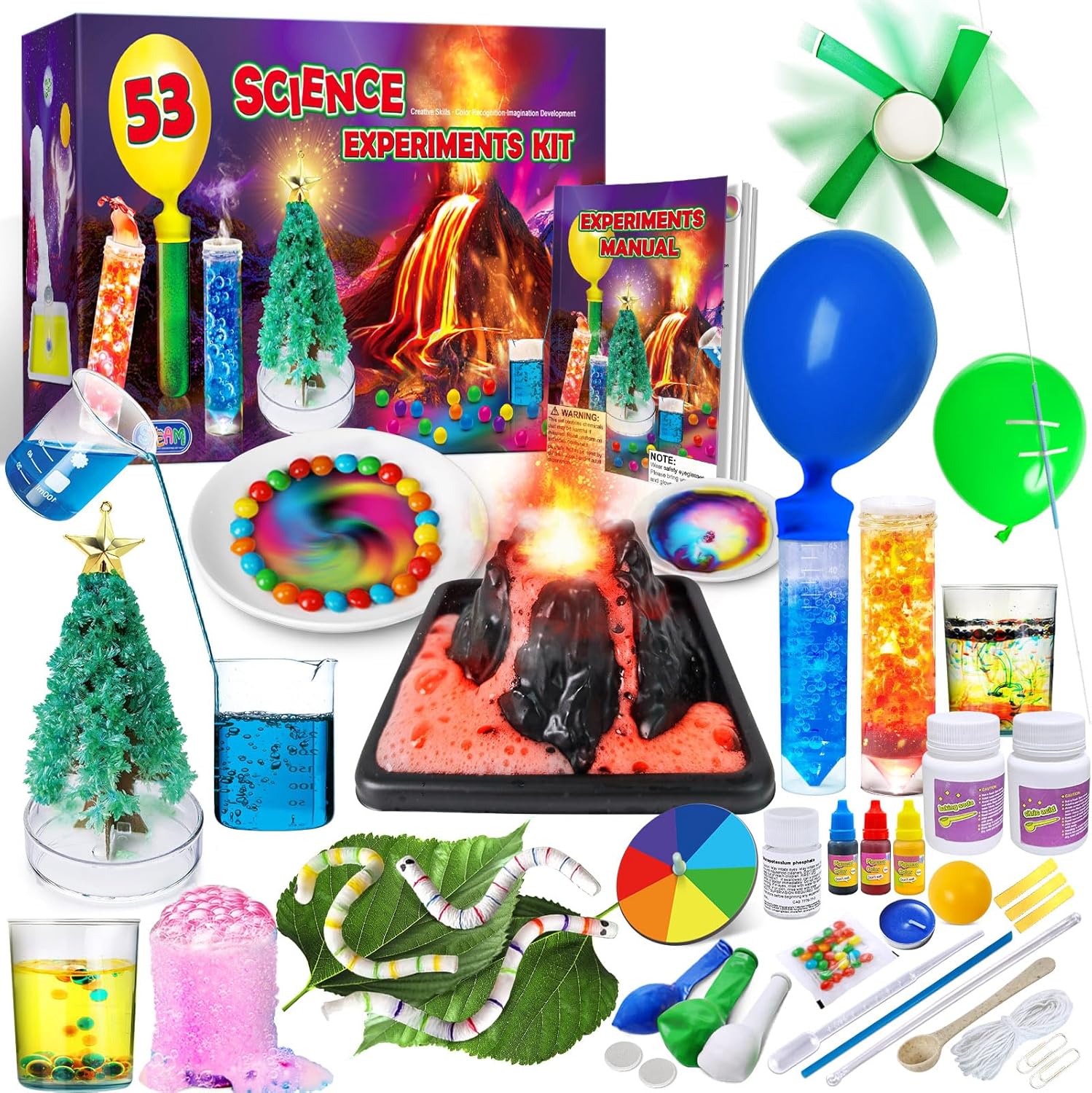 UNGLINGA 53 Experiments Science Kits for Kids Boys Girls, Birthday Gifts Ideas, Chemistry Physics Set STEM Project Learning Educational Toys-0