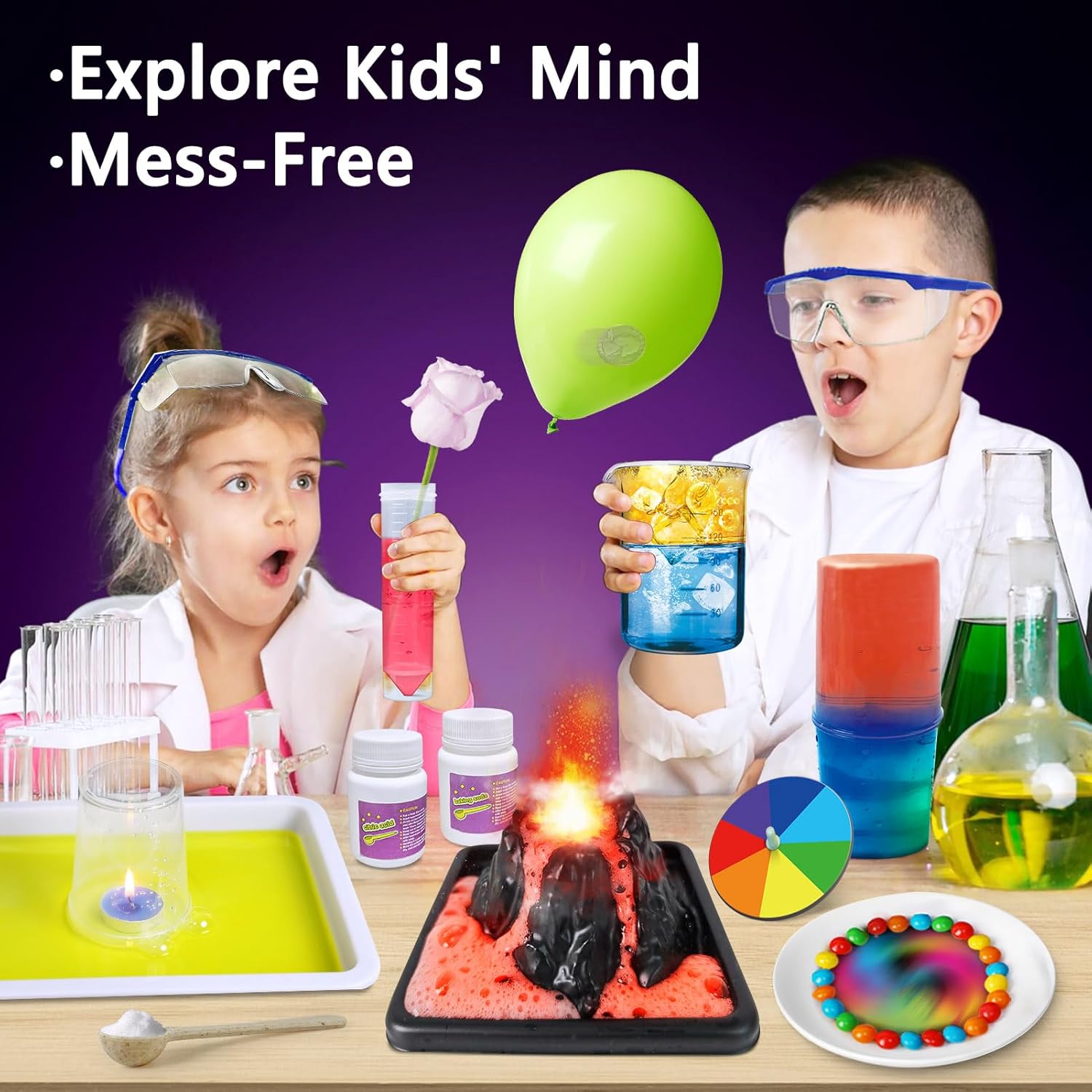 UNGLINGA 53 Experiments Science Kits for Kids Boys Girls, Birthday Gifts Ideas, Chemistry Physics Set STEM Project Learning Educational Toys-2