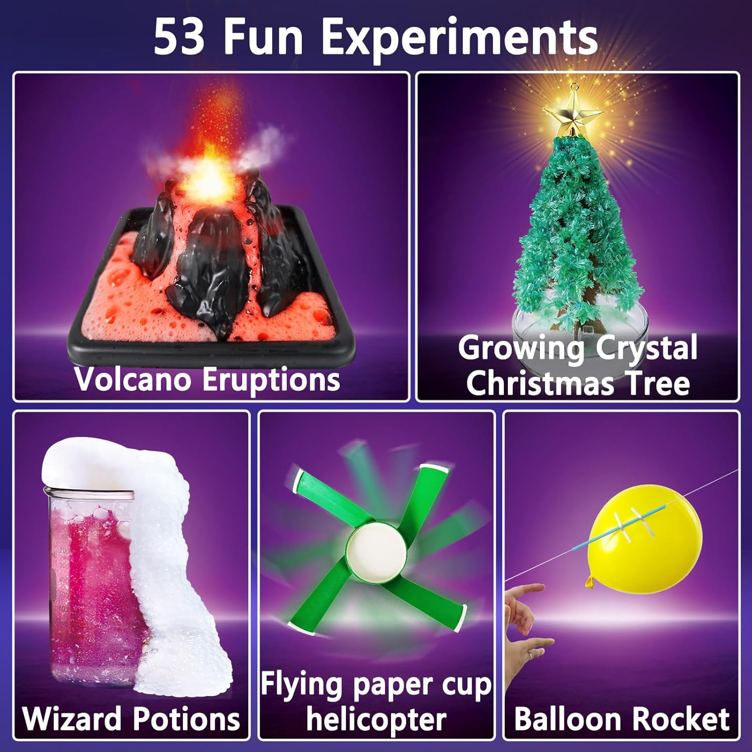 UNGLINGA 53 Experiments Science Kits for Kids Boys Girls, Birthday Gifts Ideas, Chemistry Physics Set STEM Project Learning Educational Toys-4