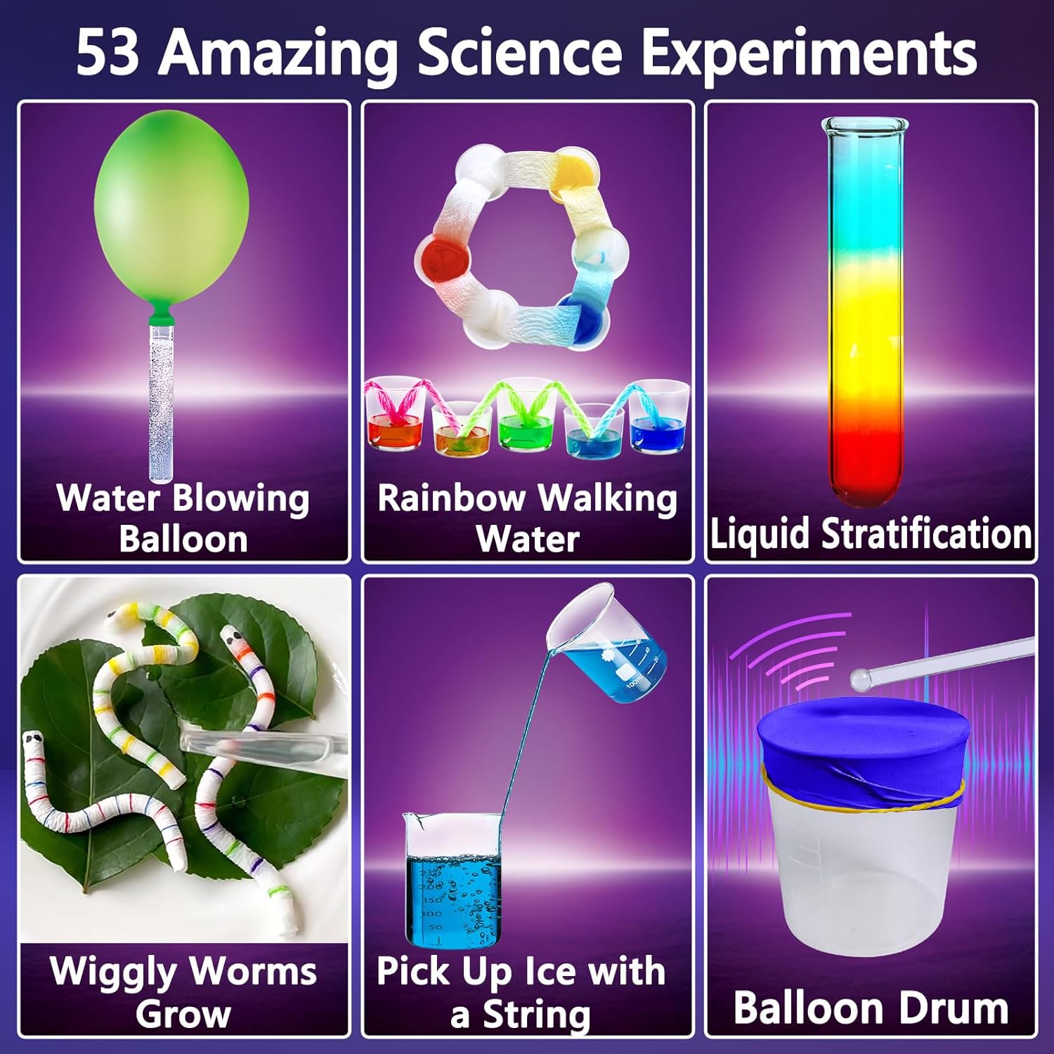 UNGLINGA 53 Experiments Science Kits for Kids Boys Girls, Birthday Gifts Ideas, Chemistry Physics Set STEM Project Learning Educational Toys-6