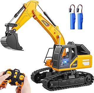 JOYIN Remote Control Excavator RC Digger Tractor Toys for Boys, 2.4Ghz RC Excavator Toy with Light, Construction Vehicles Toys for Boys 3 4 5 6 7 8 9-12 Year Old Kids, Birthday Gift