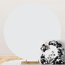 MIRRORANG Diameter 2m Solid Pure White Color Round Shape Backdrop Birthday Baby Shower Customizable Party Decoration Photography Background Cake Table Decor for Adult Kids Photo Props, Polyester