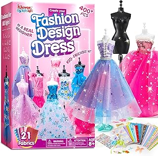 Klever Kits Fashion Designer Kit for Girls,Sewing Kit with 4 Mannequins,Creativity DIY Arts & Crafts Kit Learning Toys Sewing Kit for Kids-Girl Toys for Age 8 9 10 11 12+ Year Old Gifts