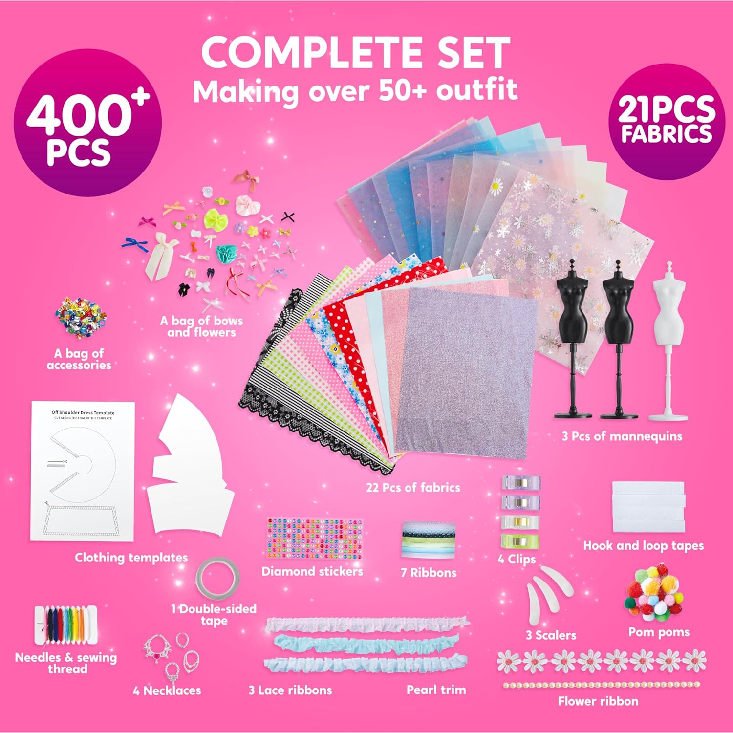 Klever Kits Fashion Designer Kit for Girls,Sewing Kit with 4 Mannequins,Creativity DIY Arts & Crafts Kit Learning Toys Sewing Kit for Kids-Girl Toys for Age 8 9 10 11 12+ Year Old Gifts-2