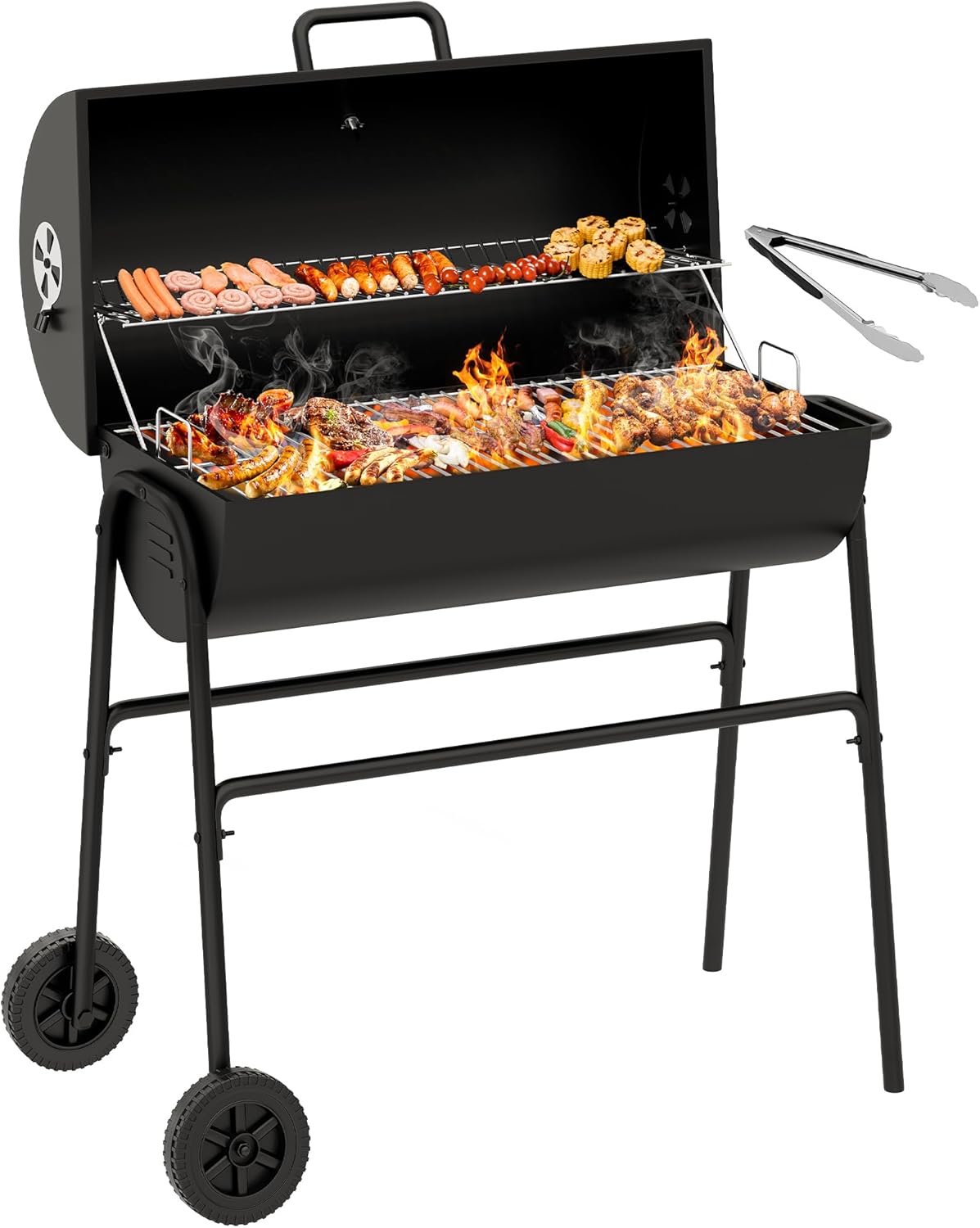 YITAHOME M Charcoal Smoker BBQ, Portable Barbecue Grill with Height Adjustable Charcoal Tray & Temperature Gauge for Party, Camping, Patio, Garden, Comes with Kitchen Tong-0