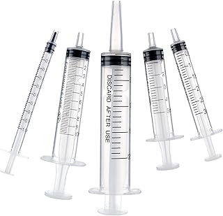 Amabro 5pcs Plastic Syringes - 1ml, 3ml, 5ml, 10ml, 20ml, No Needle Measuring Syringe Reusable Syringes for Scientific Lab Dispensing Liquid Measuring Watering Pet Feeding Oil or Glue Applicator