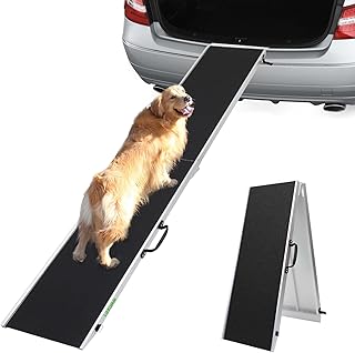 LIEKUMM 214 x 38 cm Dog Car Ramp, Portable Dog Ramp, Aluminium Foldable Pet Ramp With Non-slip Surface for Dogs, 110KG Loading Capacity