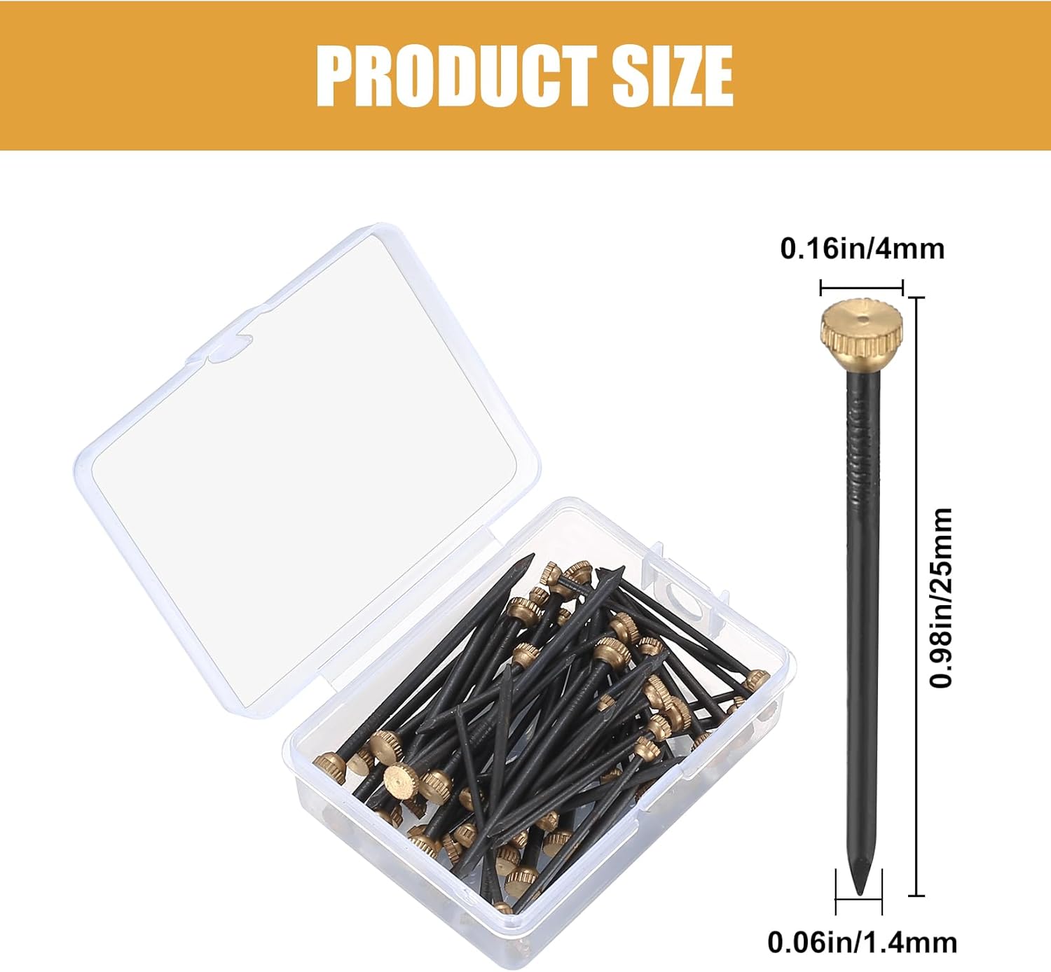 100 Pcs Picture Hanging Nails, Brass Head Wall Pins Nails, Wall Masonry Picture Hook Nails Pins, Wall Pins Tacks Nails for Wall Hanging Picture Photo Frame Wood Working Panel Pins Nails-1