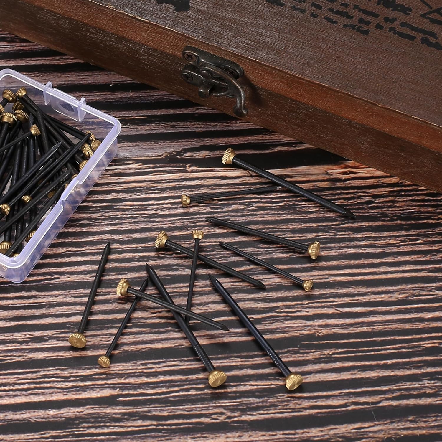 100 Pcs Picture Hanging Nails, Brass Head Wall Pins Nails, Wall Masonry Picture Hook Nails Pins, Wall Pins Tacks Nails for Wall Hanging Picture Photo Frame Wood Working Panel Pins Nails-6