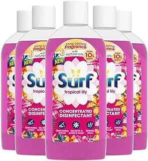 Surf Passion Bloom Concentrated Disinfectant All-Purpose Cleaner Long Lasting Fruity and Tropical Fragrance with Natural Oils Cleans Multiple Surface, 240ml (Tropical Lilly, Pack of 5)