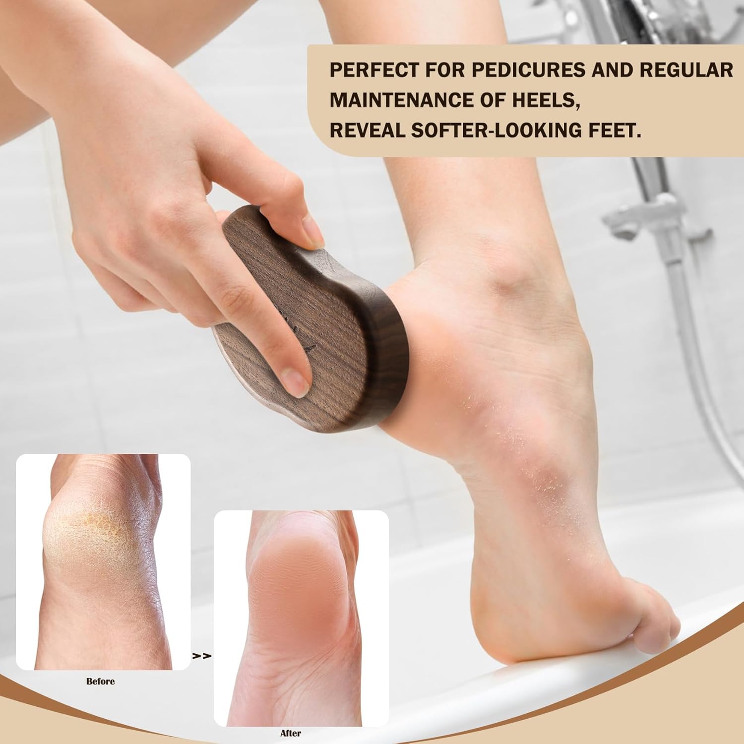 FVION Nano Glass Foot File for Callus Remover - Foot Scraper Dead Skin for Foot Spa - The Ultimate Gentle Foot Scrubber Pedicure File with Bamboo Handle, Used on Both Wet/Dry Cracked Feet (Brown)-1