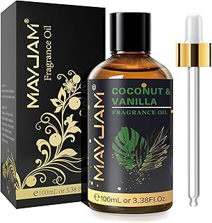 MAYJAM 100ML Coconut & Vanilla Fragrance Oils with Glass Dropper, Essential Oils for Diffusers for Home, Fragrance Oil Scent for DIY Candle & Soap Making