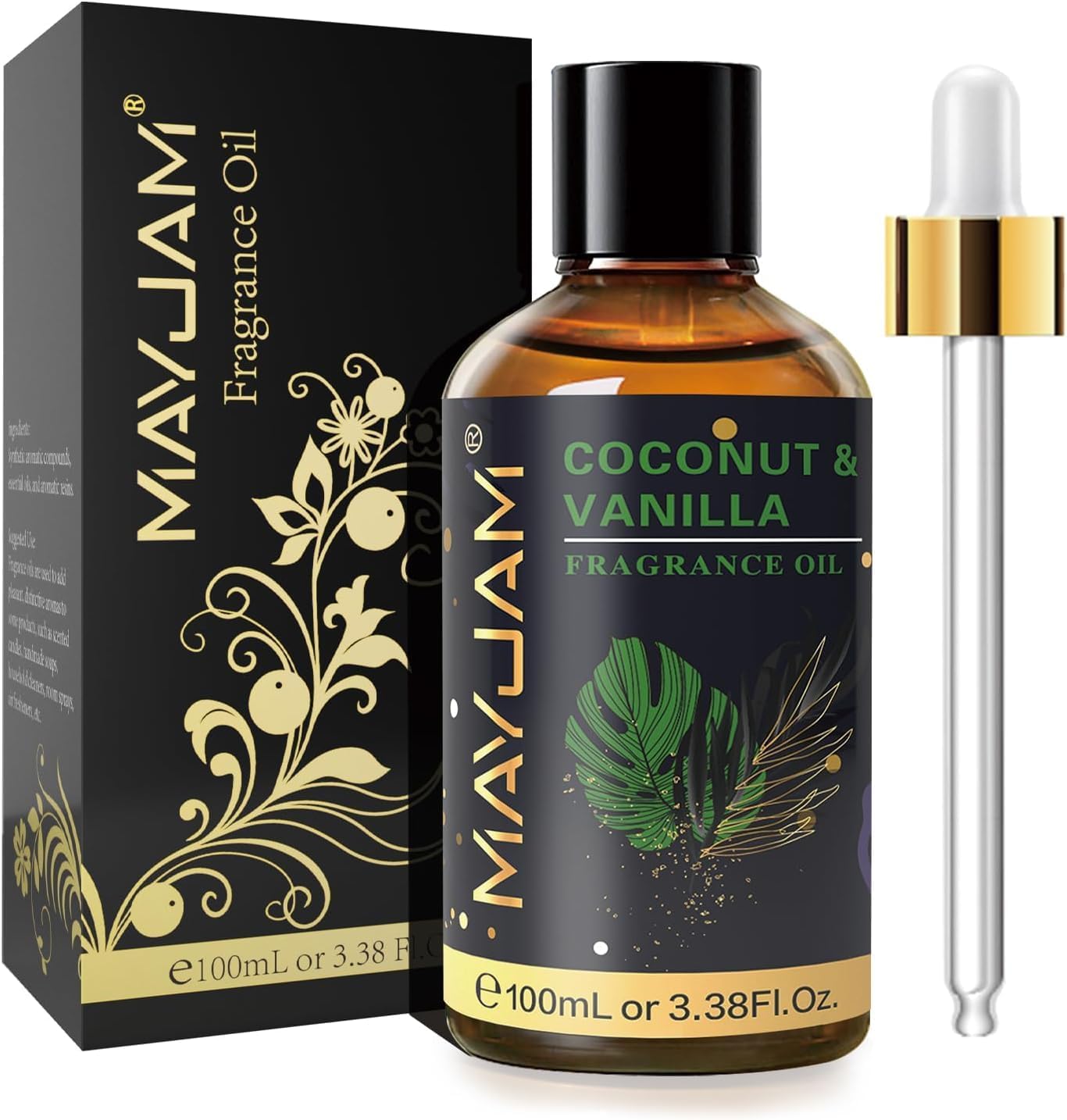 MAYJAM 100ML Coconut & Vanilla Fragrance Oils with Glass Dropper, Essential Oils for Diffusers for Home, Fragrance Oil Scent for DIY Candle & Soap Making-0