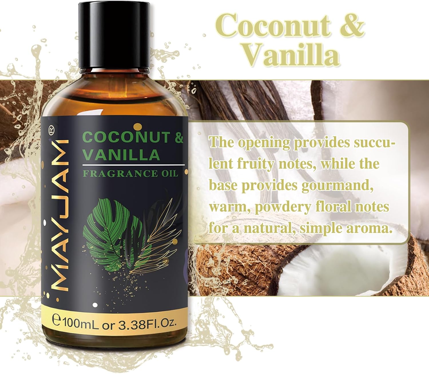 MAYJAM 100ML Coconut & Vanilla Fragrance Oils with Glass Dropper, Essential Oils for Diffusers for Home, Fragrance Oil Scent for DIY Candle & Soap Making-3