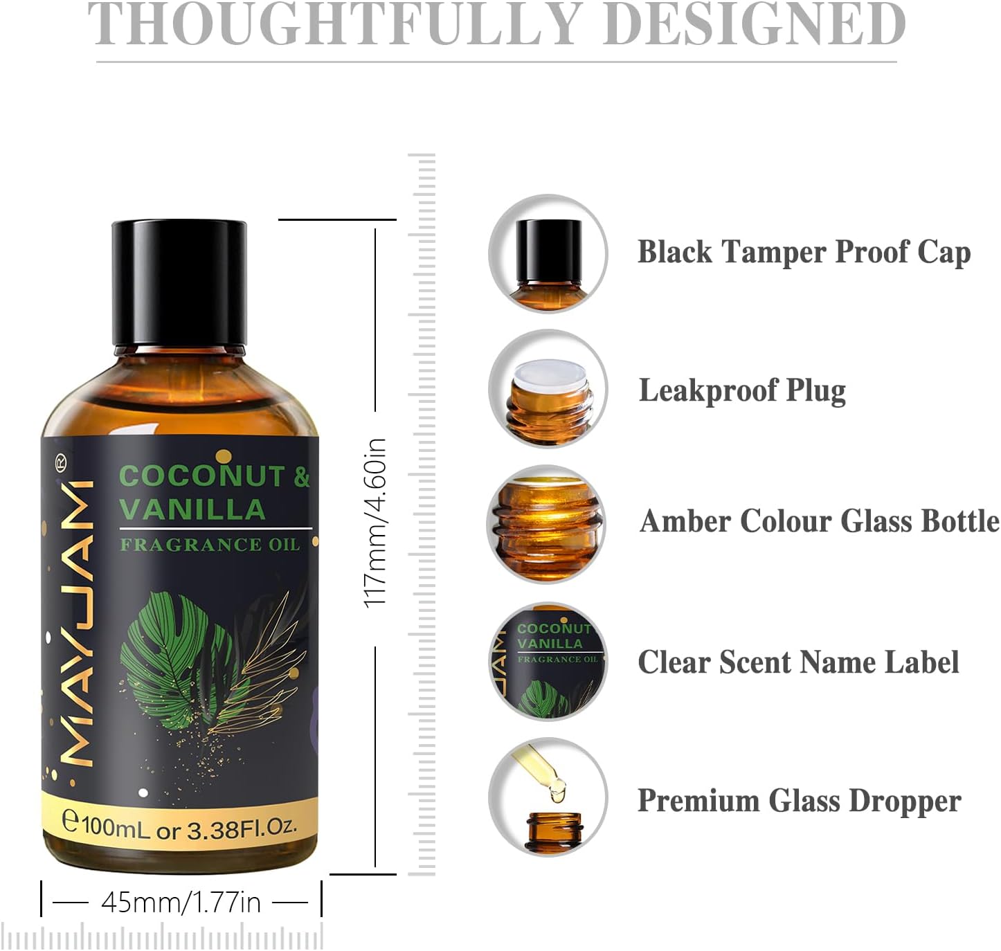 MAYJAM 100ML Coconut & Vanilla Fragrance Oils with Glass Dropper, Essential Oils for Diffusers for Home, Fragrance Oil Scent for DIY Candle & Soap Making-4