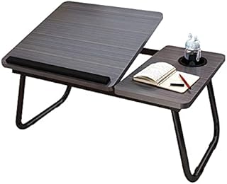 Laptop Bed Table, Bed Desk with Foldable Legs & Cup Slot, Adjustable Trays, Reading Book Holder Notebook Laptop Stand Laptop Tray for Bed, Sofa,Terrace,Carpet, Black