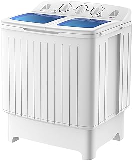 TANGZON Twin Tub Washing Machine, 8KG Portable Washing Machine and Spin Dryer Combo with Timer Control & Drain Pipe, Small Washers for Camping Dorms Apartments RVs (5KG Washer 3KG Drying)