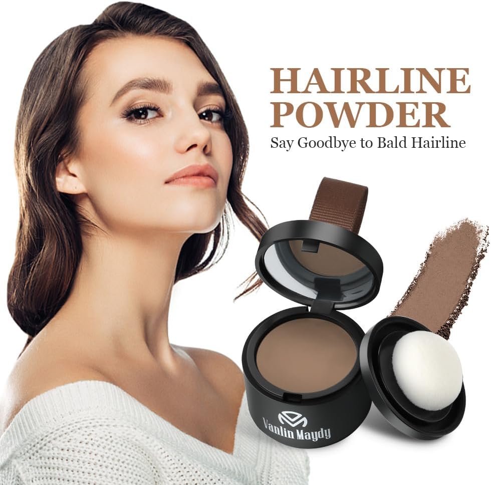 Instantly Hairline Powder, Hair Root Touch Up Powder Conceal Receding Hairline, Windproof&Sweatproof Hair Root Concealer, Professional Hairline Shadow Powder with Mirror and Puff(Medium Brown)-7