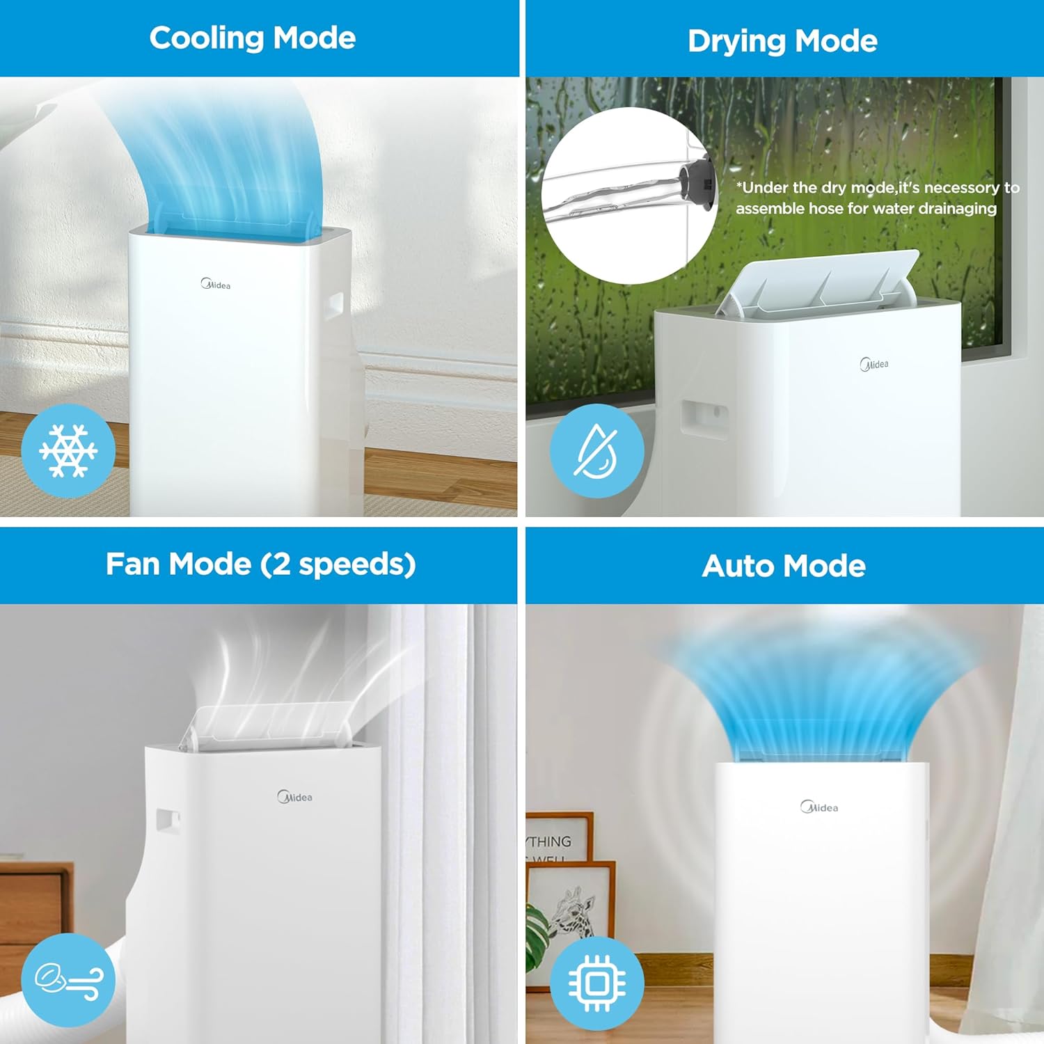 Midea Portable Air Conditioner Silent Cool 26 Pro, 9000 BTU 2.6kW, Silent Quiet Mode, Cooling&Ventilation&Dehumidification, Room Size up to 88m³(33㎡), Mobile Air Conditioning Units,White-5