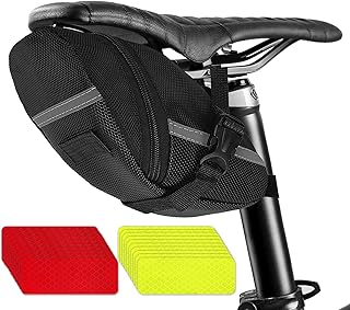 TOPBELIEF Cycling Saddle Bag, Waterproof Under Seat Bicycle Pack, 24x10x8 cm Under Seat Bike Tail Bag, Reflective Bike Saddle Bag, Wedge Pouch Rear Seat Bag, Cycling Wedge Bag for Road Bike, City Bike