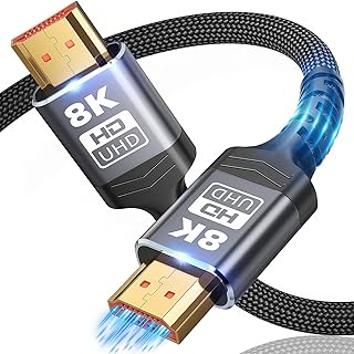 10K 8K HDMI Cable 2.1, 1M/3.3FT Ultra High Speed HDMI Cable Braided Cord, HDMI Cables 48Gbps (8K@60Hz 7680x4320, 4K@120Hz) Supports Dynamic HDR 10 eARC 3D, Dolby Atmos Compatible with Roku TV/PS5/HDTV