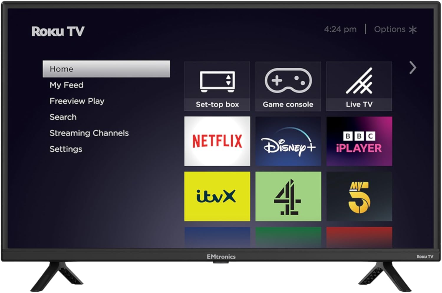 EMtronics EM32ROK Roku TV 32" Inch HD Ready 720p Smart with Netflix, Disney+, BBC, Freeview Play, Dolby Audio, Mobile Control and 3 x HDMI, USB - Black (2024 Model)-0