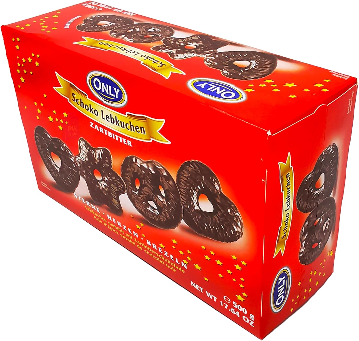 Dark Chocolate Lebkuchen in Stars, hearts & pretzels shapes 500g - German Gingerbreads coated with Dark Chocolate-3