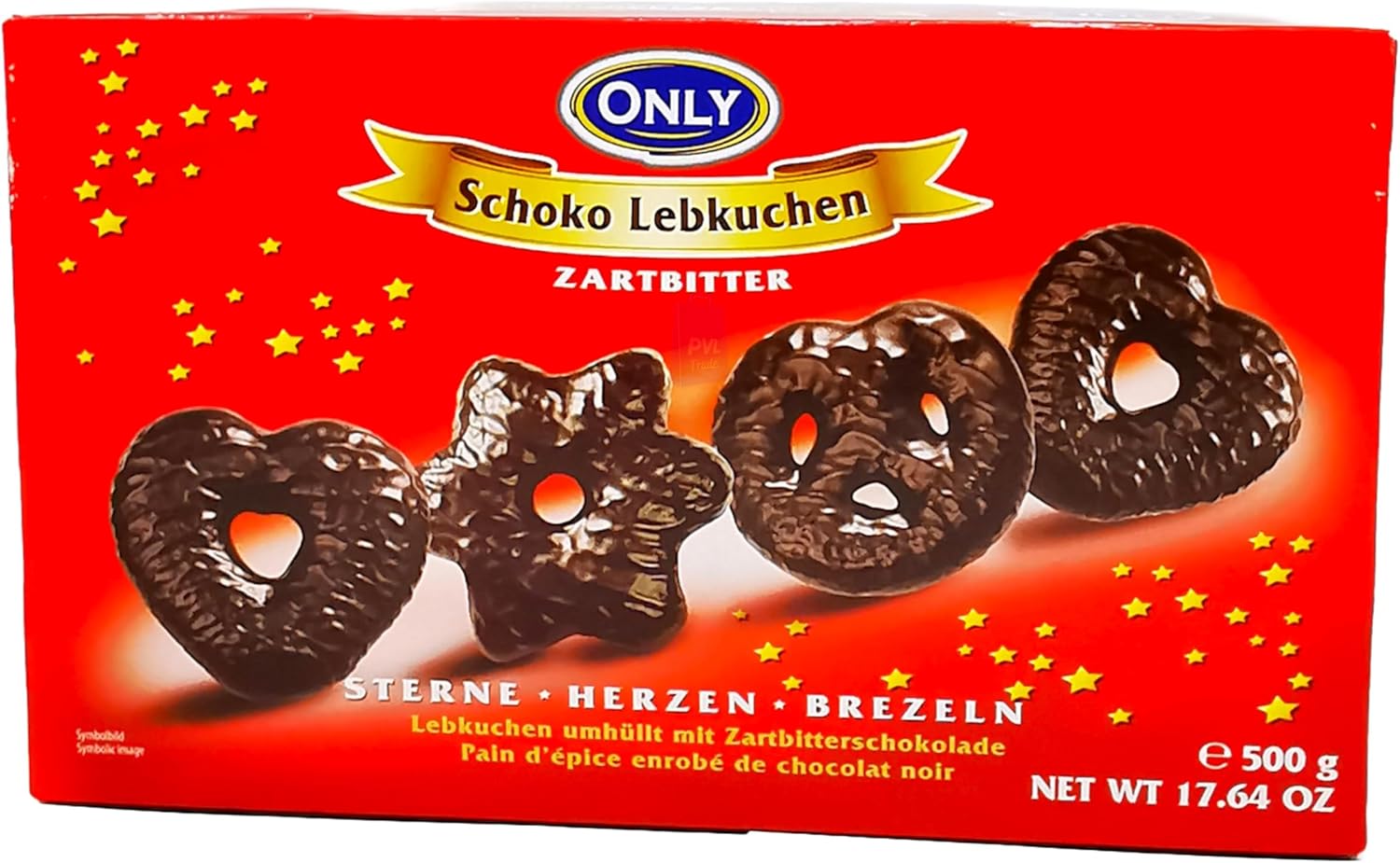 Dark Chocolate Lebkuchen in Stars, hearts & pretzels shapes 500g - German Gingerbreads coated with Dark Chocolate-5