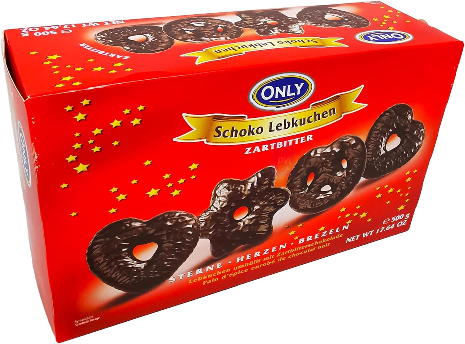 Dark Chocolate Lebkuchen in Stars, hearts & pretzels shapes 500g - German Gingerbreads coated with Dark Chocolate-7