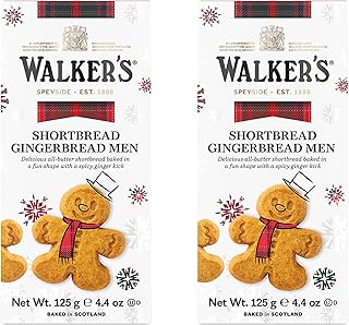 All Butter Shortbread Mini Gingerbread Men Biscuits | Walkers Shortbread | Pack of 2 x 125g | Suitable for Vegetarians