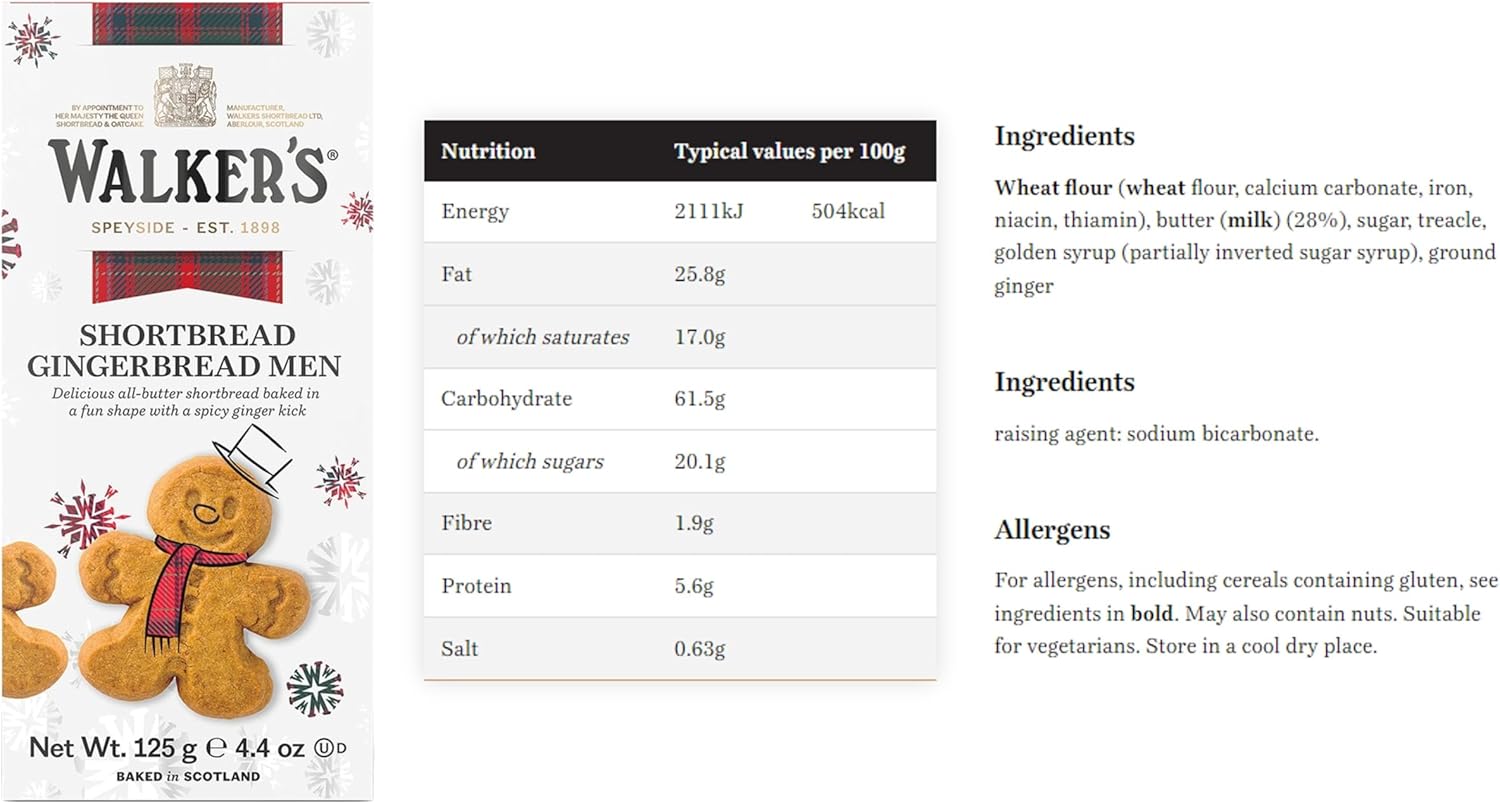 All Butter Shortbread Mini Gingerbread Men Biscuits | Walkers Shortbread | Pack of 2 x 125g | Suitable for Vegetarians-4