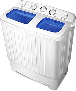 GiantexUK Twin Tub Washing Machine, 8KG Compact Washing Machine and Spin Dryer Combo with Timer Control & Drain Pipe, Mini Portable Washer for Dorm Apartment RVs