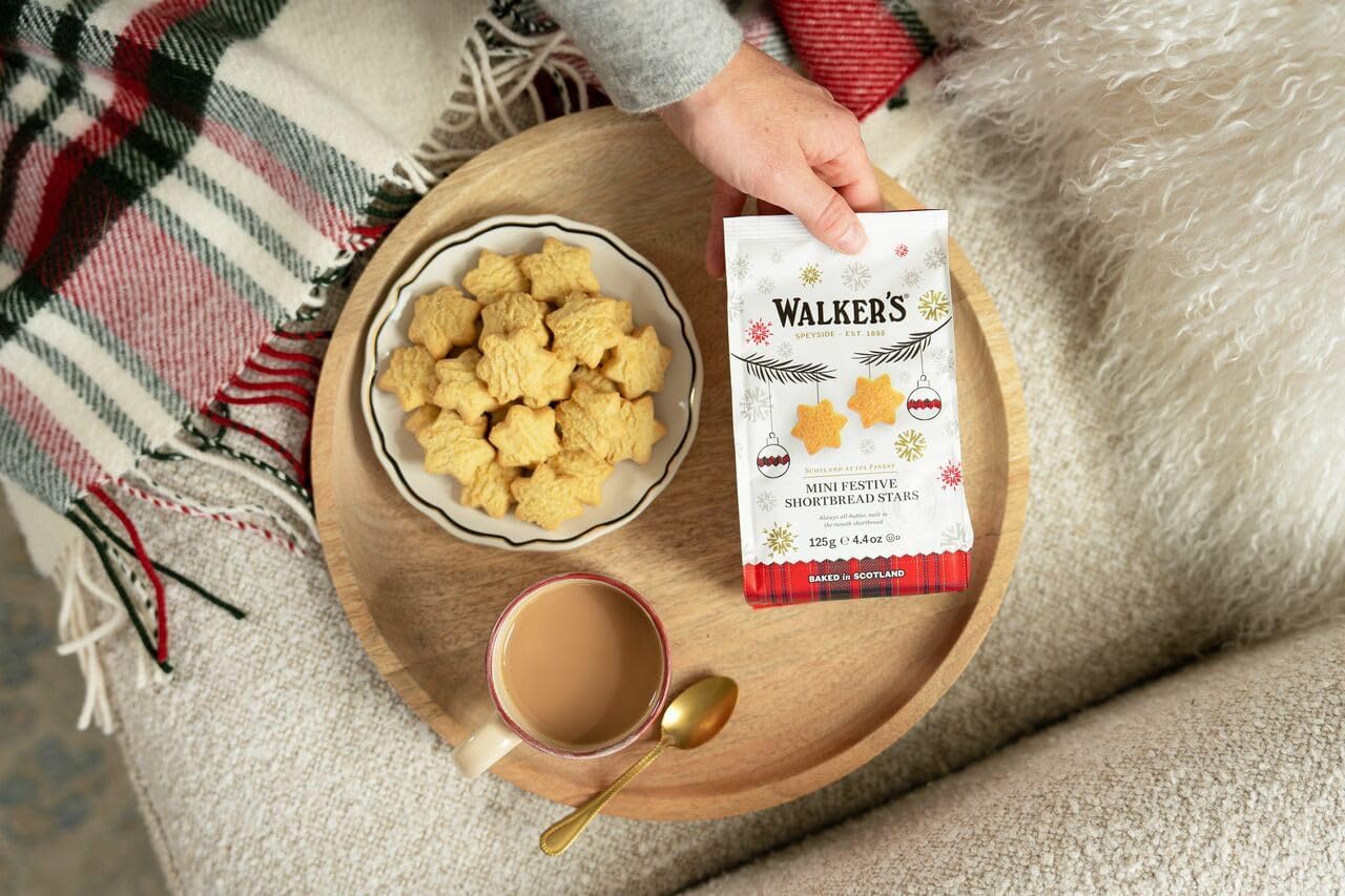 All Butter Shortbread Mini Stars and Mini Christmas Trees Biscuits | Walkers Shortbread | Pack of 2 x 125g | Xmas Eve Box Stocking Fillers-2