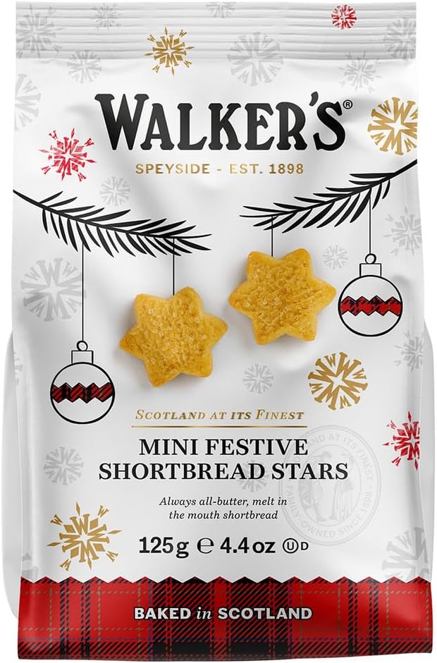 All Butter Shortbread Mini Stars and Mini Christmas Trees Biscuits | Walkers Shortbread | Pack of 2 x 125g | Xmas Eve Box Stocking Fillers-3