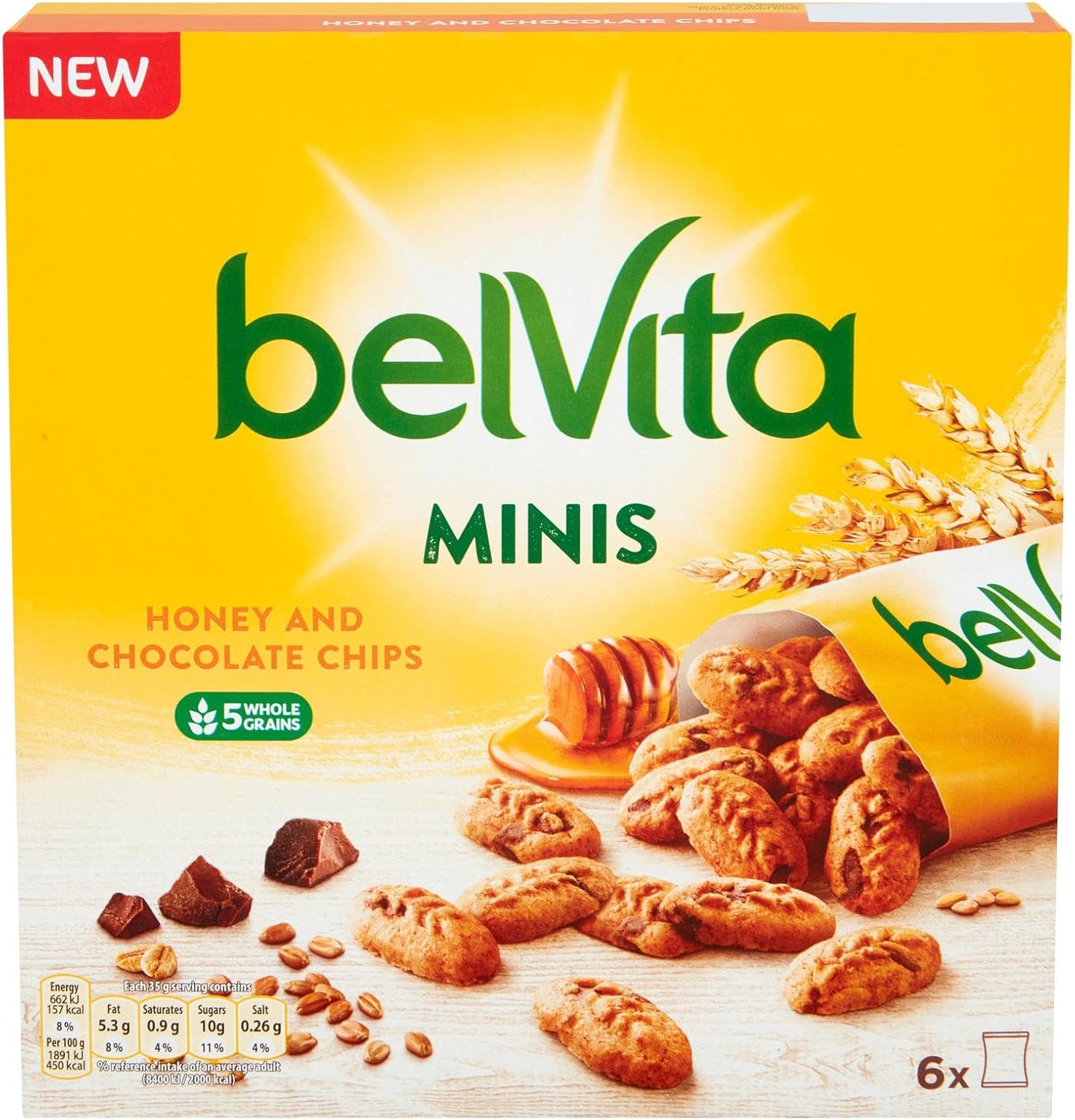 Breakfast Biscuits Bundle with Belvita Minis Honey and Chocolate Chips 210g (Pack of 3 - Total of 18 Servings)-1