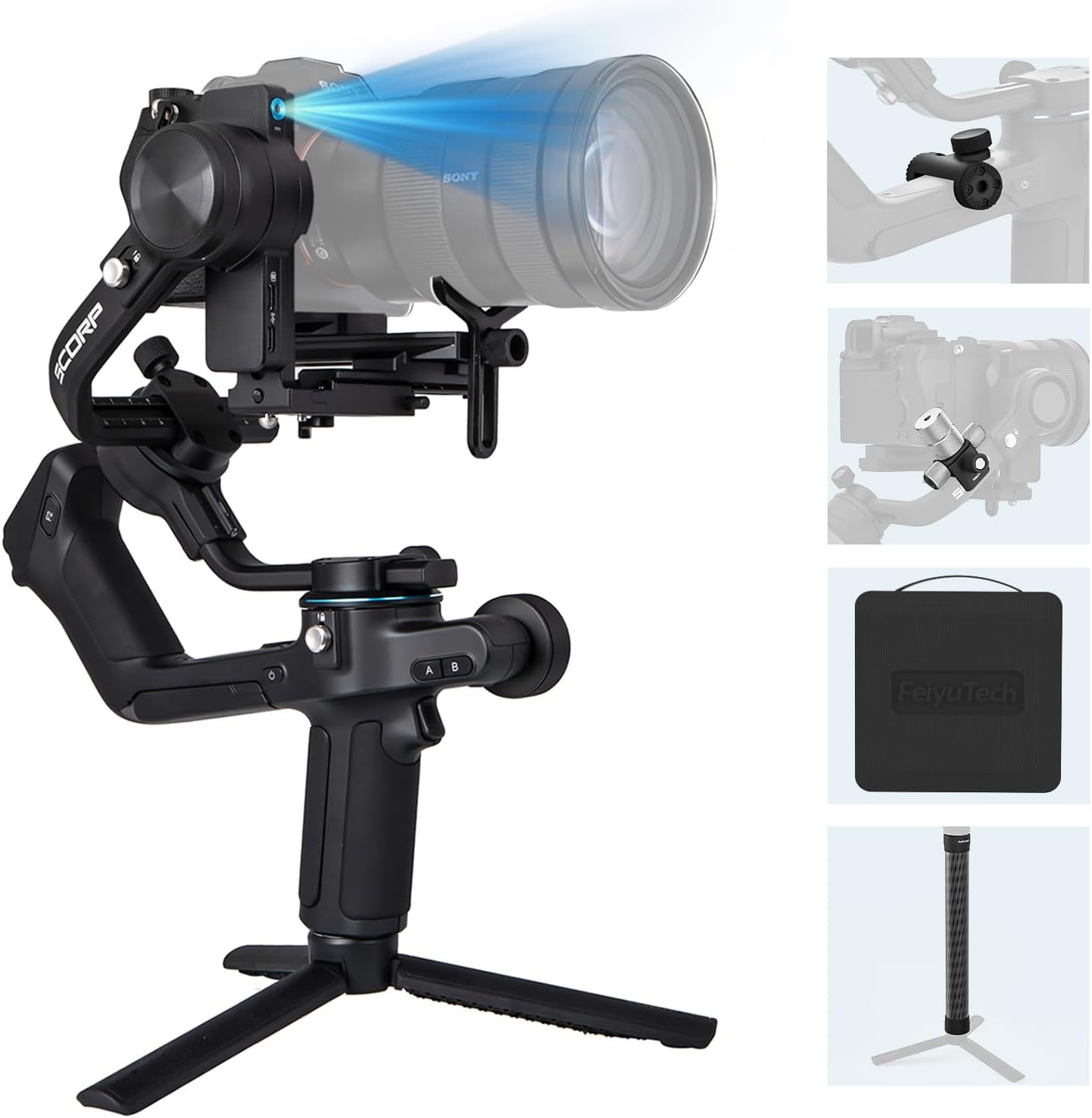 FeiyuTech Official SCORP 2 Kit,Gimbal Stabilizer for Camera,3-Axis DSLR Camera Gimbal,5.51lb Payload,Built-in AI Tracking Module,Bluetooth/Cable Control,for Canon/Sony/Panasonic/Nikon/Fujifilm-0