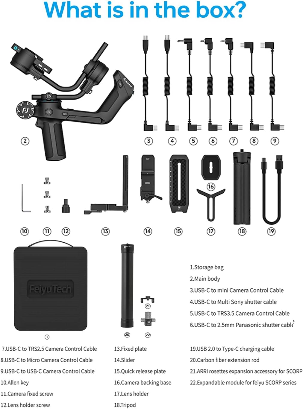 FeiyuTech Official SCORP 2 Kit,Gimbal Stabilizer for Camera,3-Axis DSLR Camera Gimbal,5.51lb Payload,Built-in AI Tracking Module,Bluetooth/Cable Control,for Canon/Sony/Panasonic/Nikon/Fujifilm-1