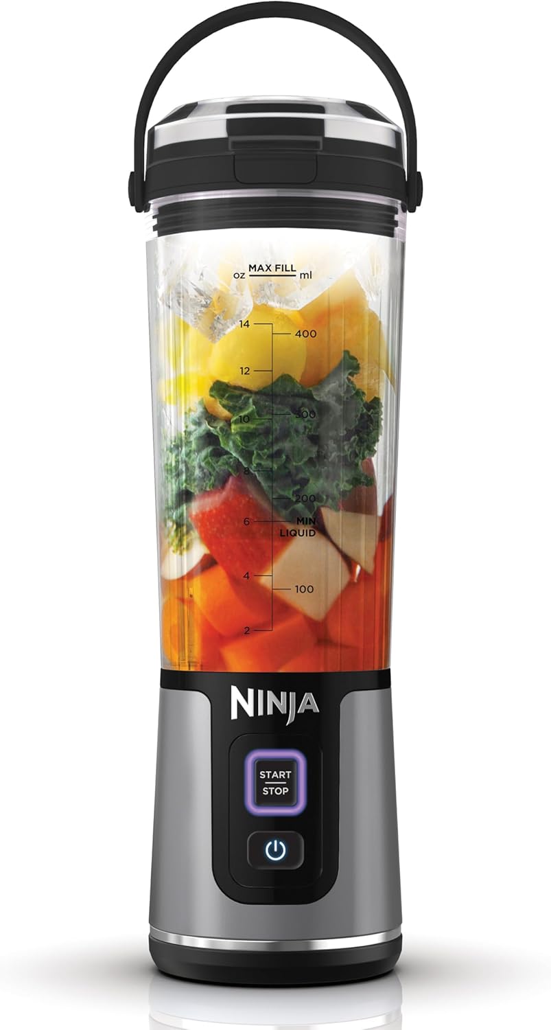 Ninja Blast Portable Blender, 530ml, Leakproof Lid & Sip Spout, Powerful Cordless Mini Blender, Rechargeable, Portable Smoothies, Protein Shakes, Blends Ice & Frozen Fruit, Black, BC151UKBK-0