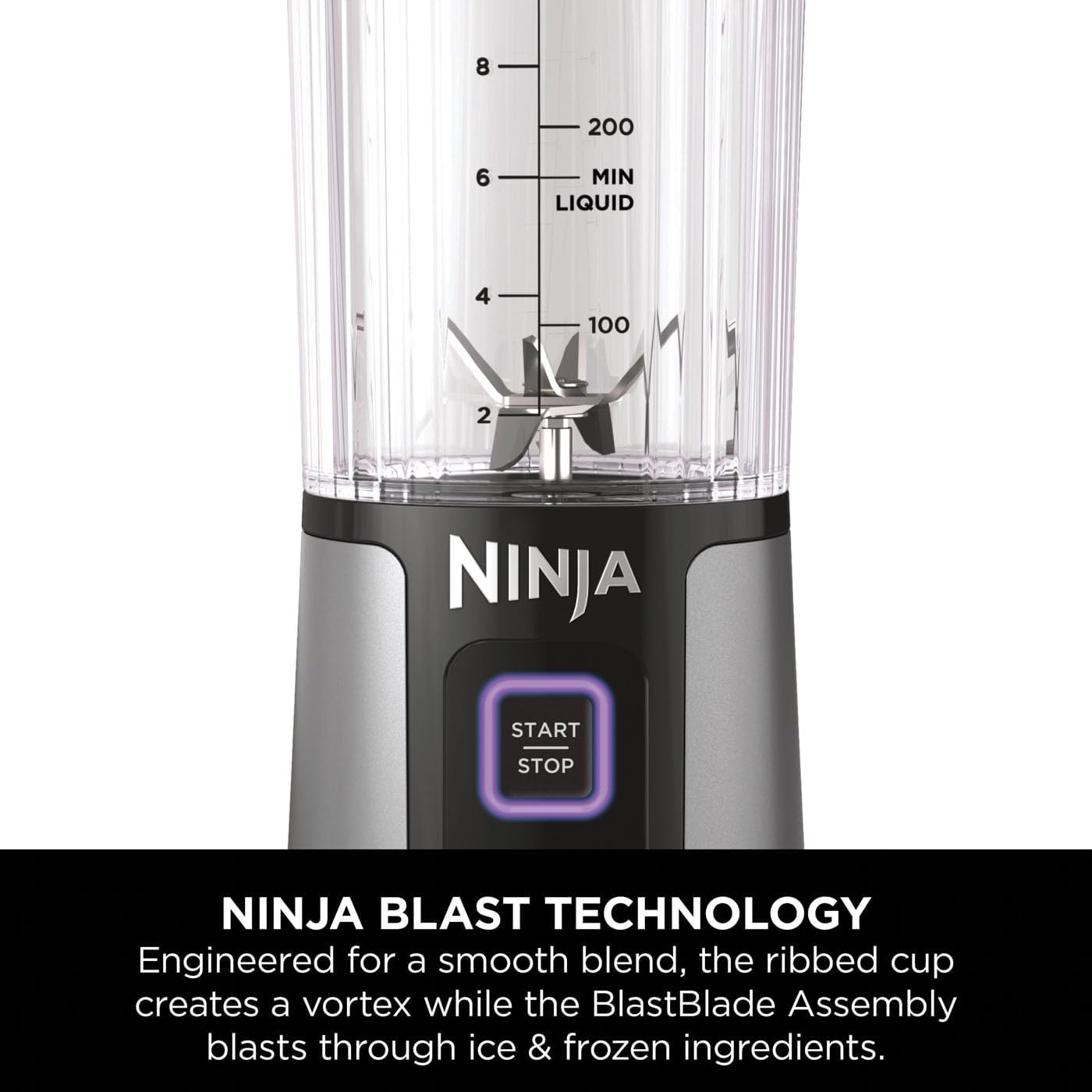 Ninja Blast Portable Blender, 530ml, Leakproof Lid & Sip Spout, Powerful Cordless Mini Blender, Rechargeable, Portable Smoothies, Protein Shakes, Blends Ice & Frozen Fruit, Black, BC151UKBK-12