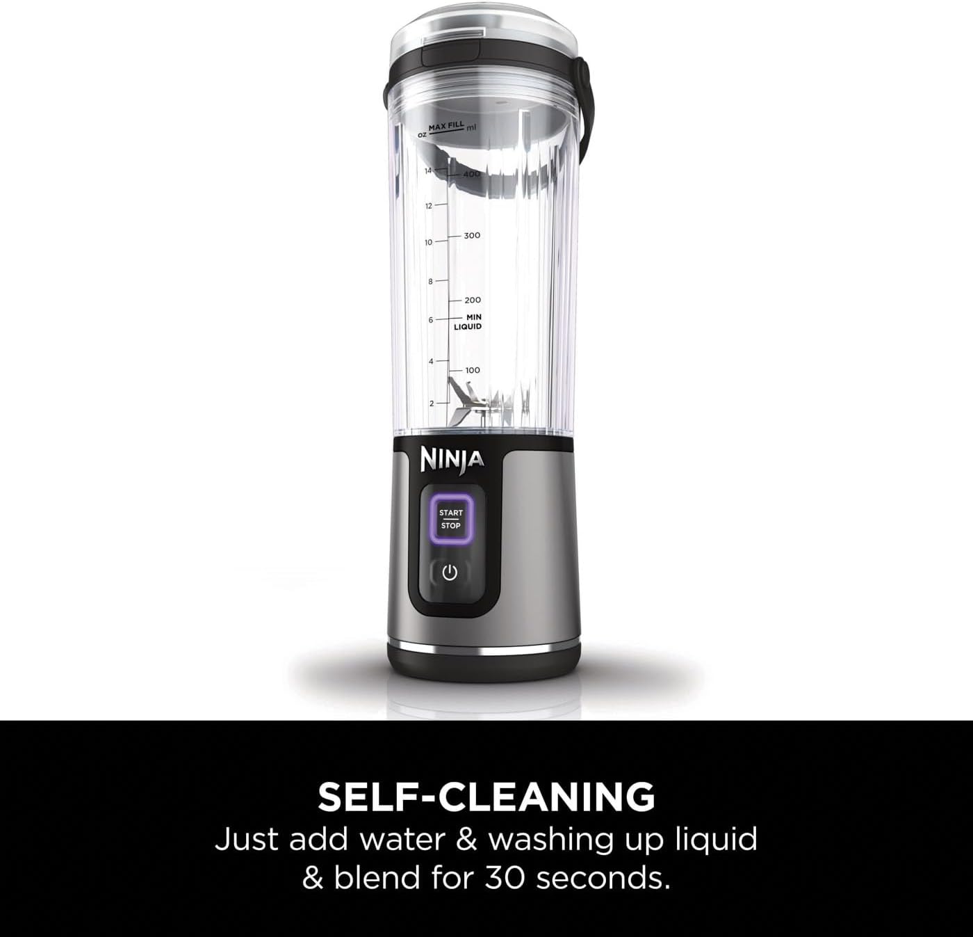 Ninja Blast Portable Blender, 530ml, Leakproof Lid & Sip Spout, Powerful Cordless Mini Blender, Rechargeable, Portable Smoothies, Protein Shakes, Blends Ice & Frozen Fruit, Black, BC151UKBK-5