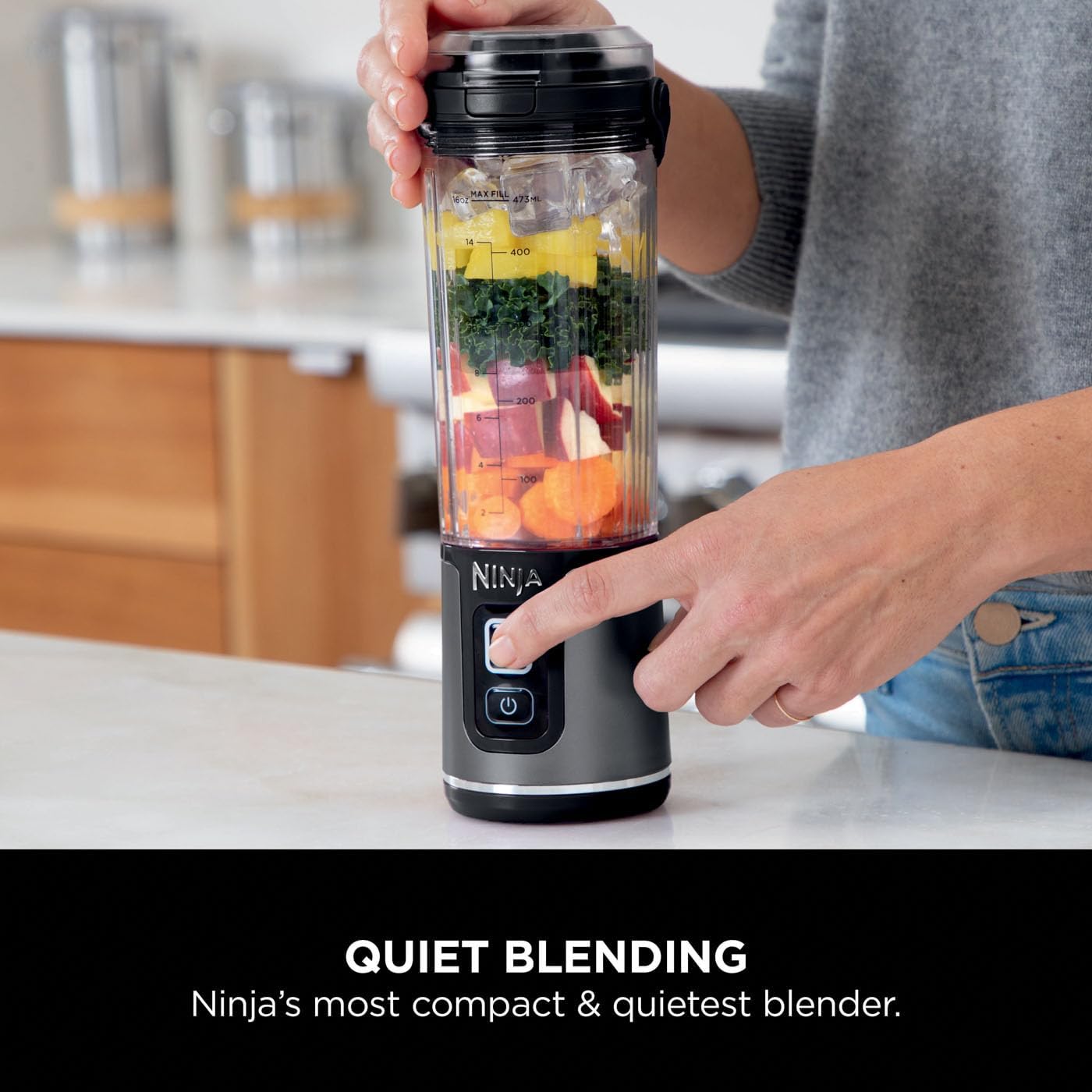 Ninja Blast Portable Blender, 530ml, Leakproof Lid & Sip Spout, Powerful Cordless Mini Blender, Rechargeable, Portable Smoothies, Protein Shakes, Blends Ice & Frozen Fruit, Black, BC151UKBK-7