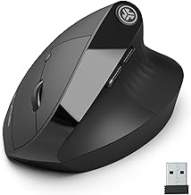 JLab JBuds Ergonomic Mouse, Connect via Bluetooth or USB Receiver, Multi Device Vertical Mouse, Silent Ergo Full-Size Rechargeable Wireless Mouse for Laptop Computer, Desktop PC, Tablet, Windows/Mac