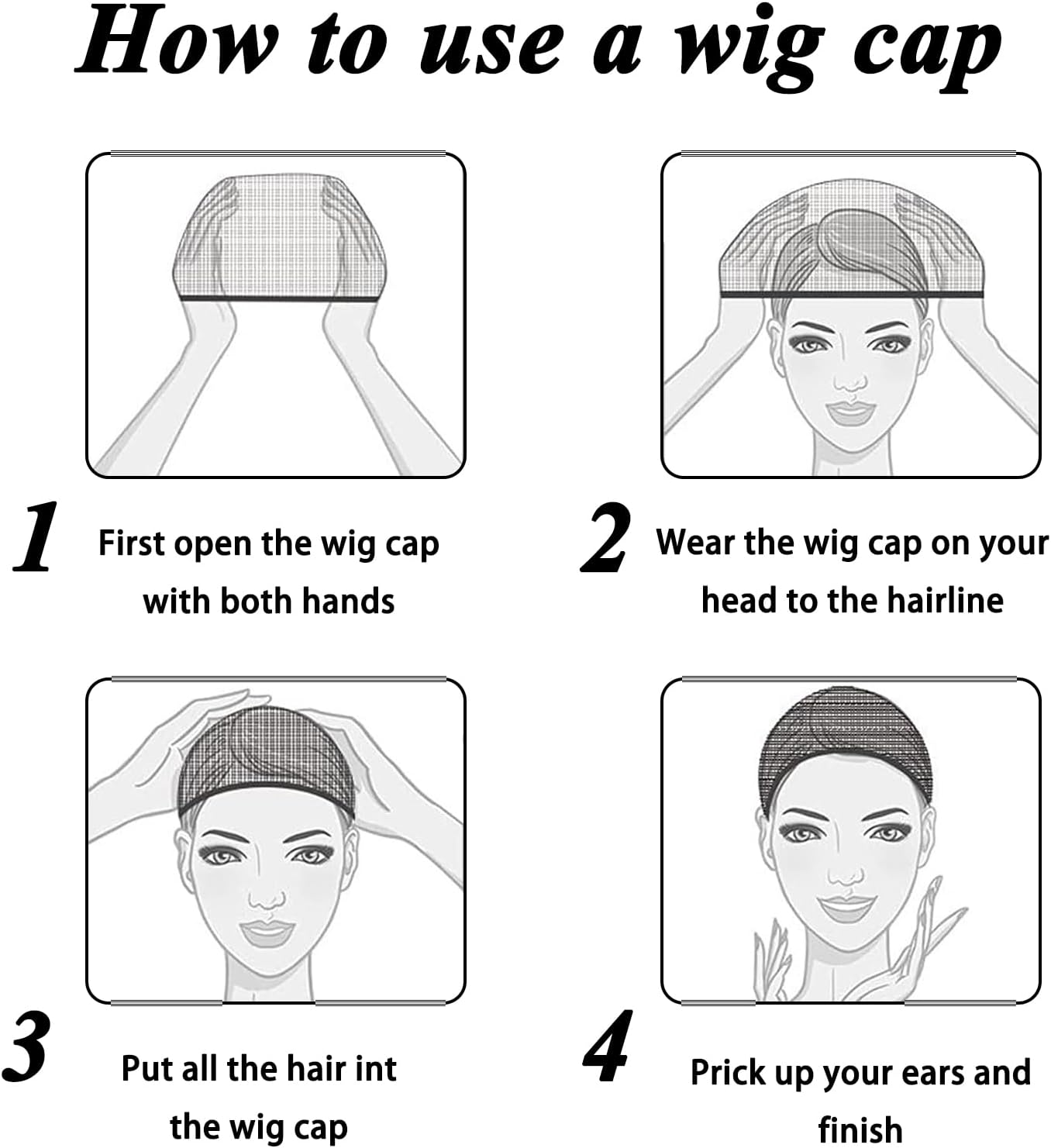 INBOLM Breathable Mesh Wig Cap 6Pack Hair Net For Wigs Elastic, Wig Hair Net,Natural Looking Design, Universal Size Perfect For Cosplay, Halloween, And More-1